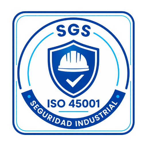 Sello SGS de certificación ISO 45001 en seguridad industrial